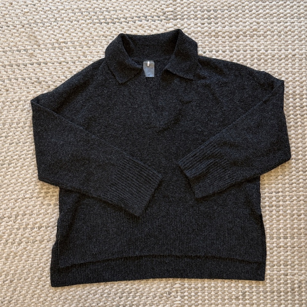 CALIA || Charcoal Grey Collared Sweater
